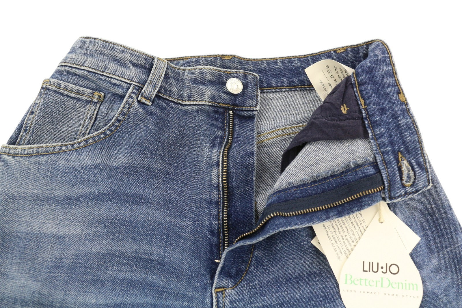 LIU JO Palazzo Women's Jeans W28 Blue High Waist Slim Fit Pockets