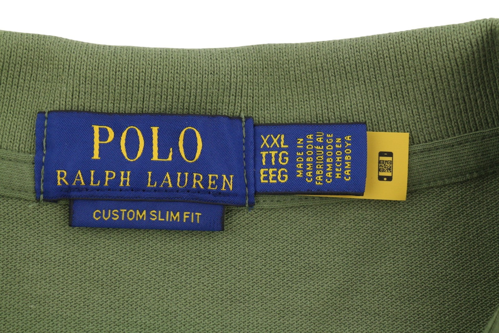 RALPH LAUREN Custom Slim Fit Men Polos 2XL Green Embroidered Logo Short Sleeve