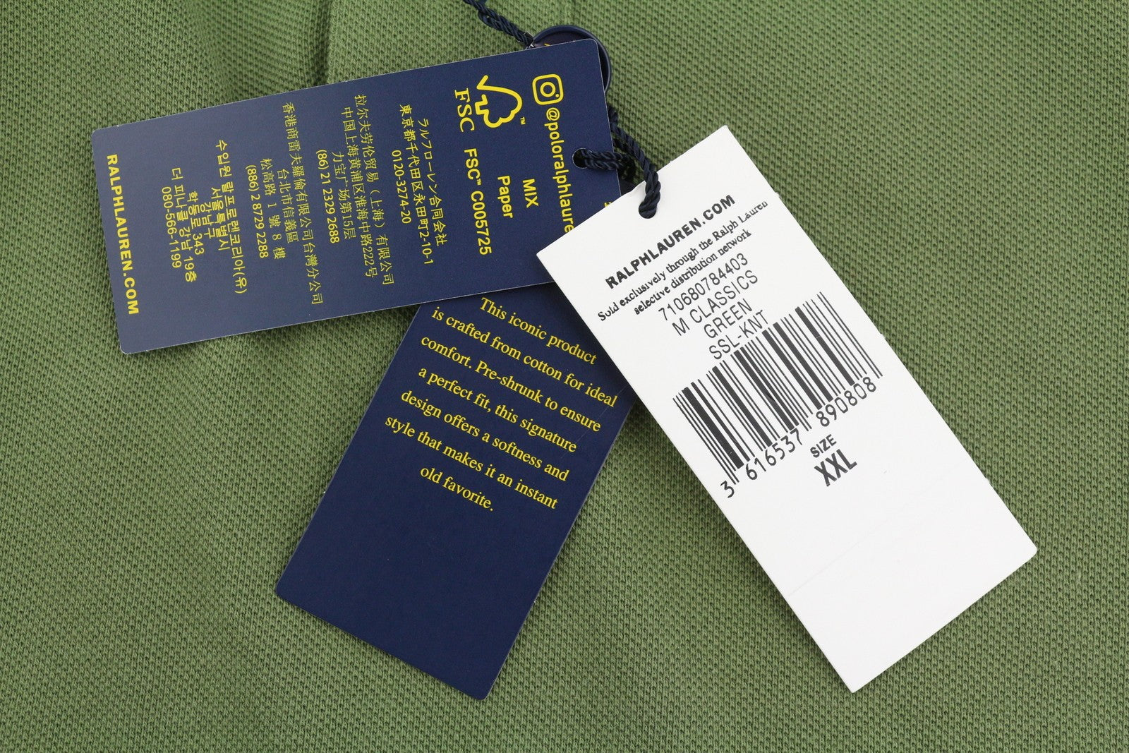 RALPH LAUREN Custom Slim Fit Men Polos 2XL Green Embroidered Logo Short Sleeve