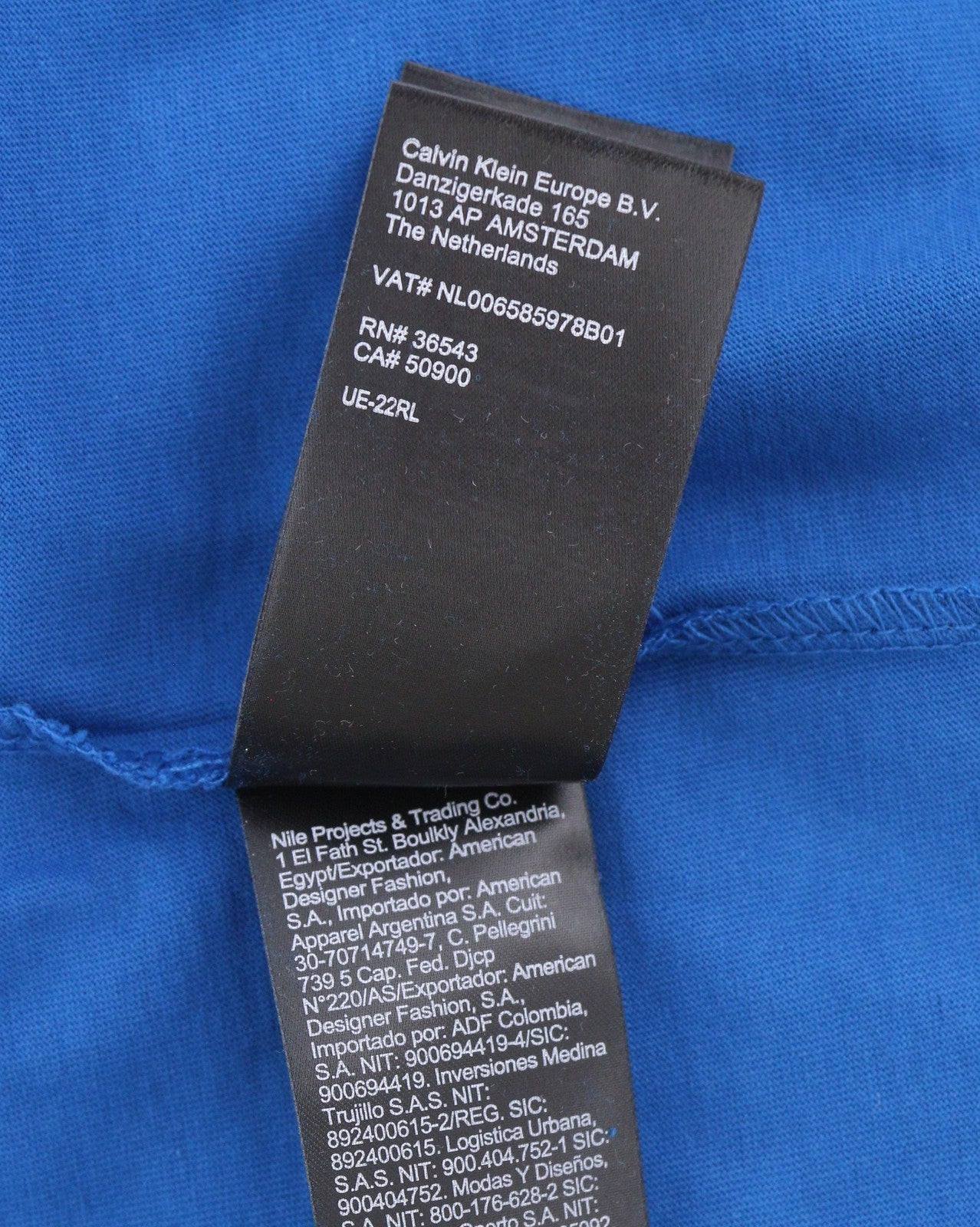 CALVIN KLEIN Men T-Shirt XL Blue Cotton Tricot Front Logo Short Sleeved