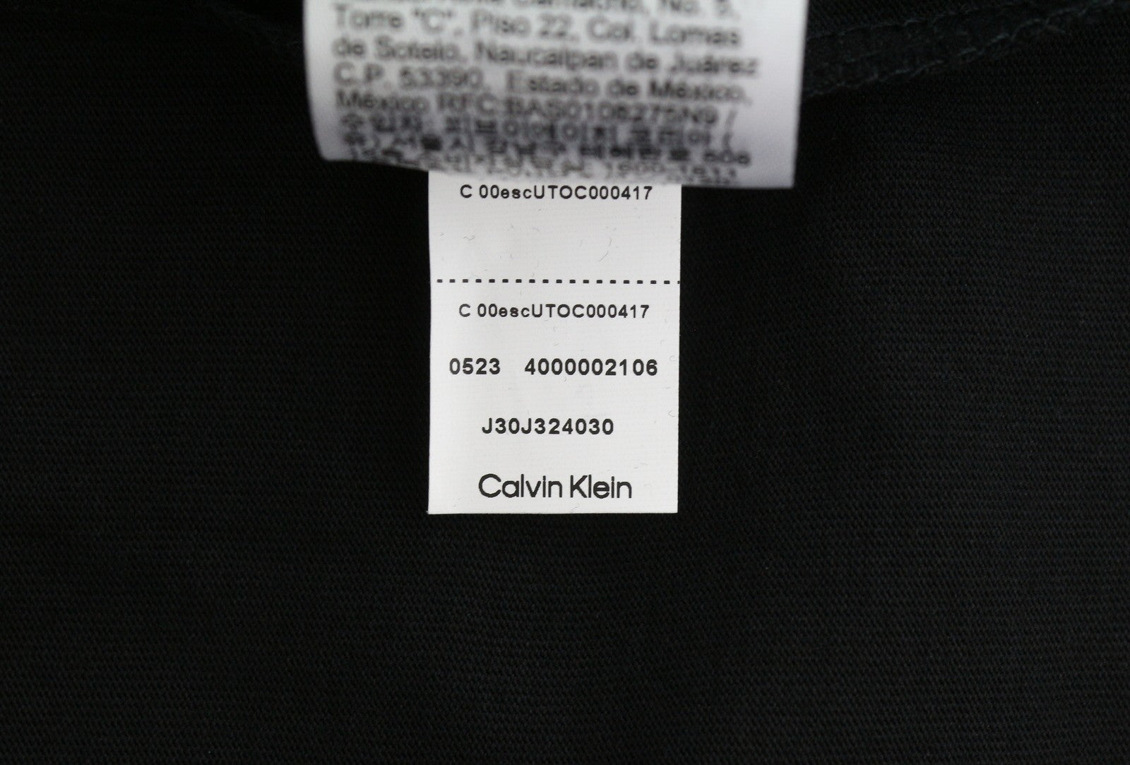 CALVIN KLEIN Men T-Shirt M Black Cotton Tricot Thick Logo Crew Neck Short Sleeve