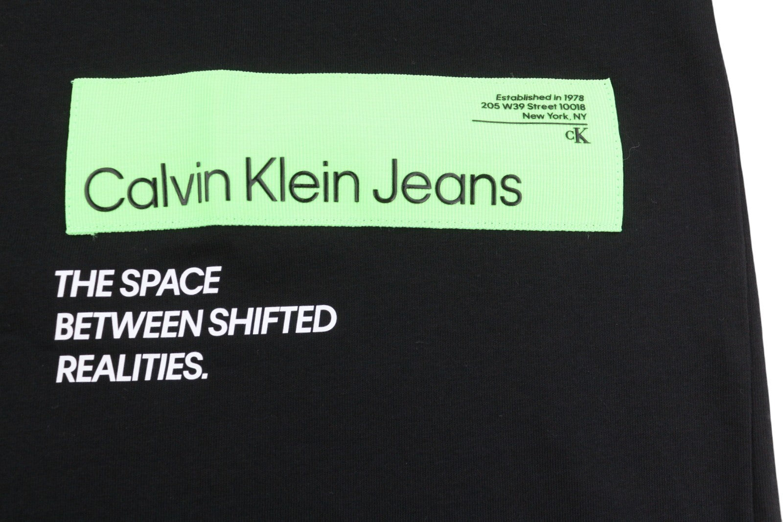 CALVIN KLEIN Men T-Shirt M Black Cotton Tricot Thick Logo Crew Neck Short Sleeve