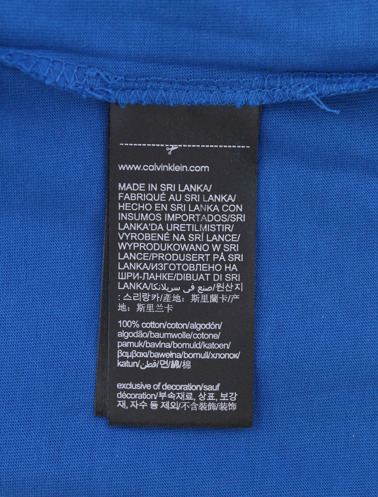 CALVIN KLEIN Men T-Shirt 2XL Blue Cotton Tricot Front Logo Short Sleeved