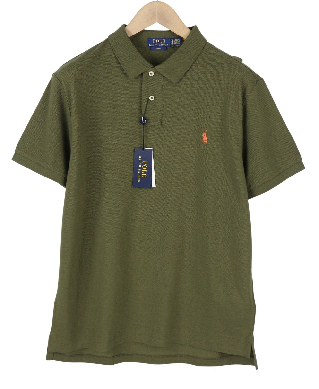 RALPH LAUREN Slim Fit Men Polos XL Dark Green Embroidered Logo Short Sleeve