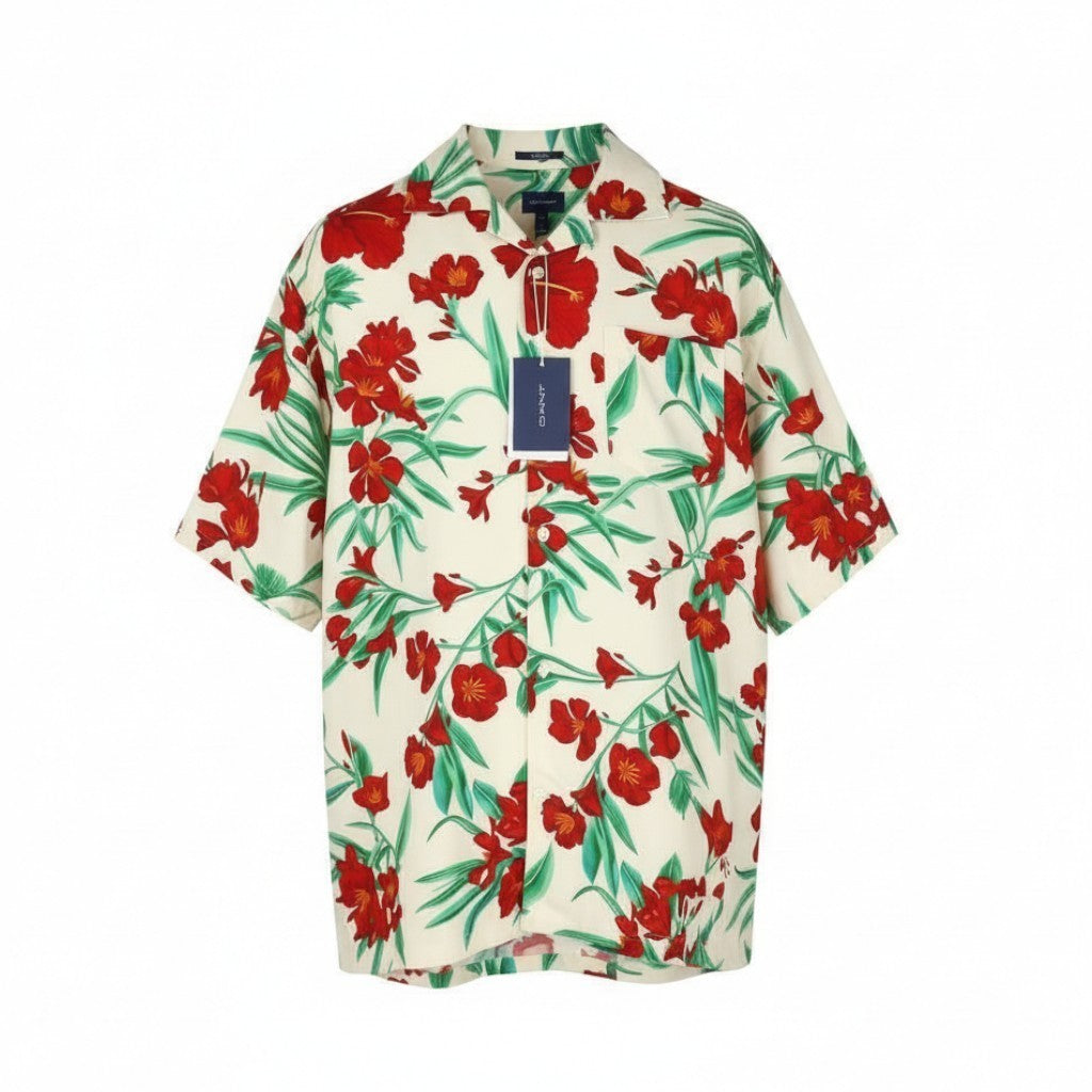 GANT Pure Prep Relaxed Men Shirt XL Short Sleeve Floral Print Button-Up RRP150