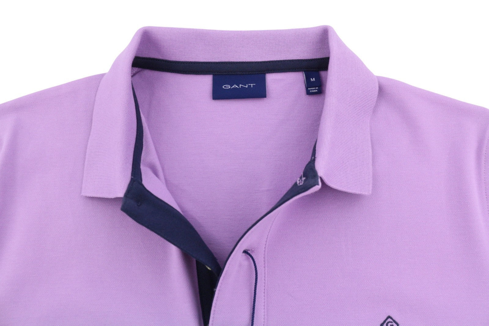 GANT Contrast Collar Pique SS Rugger Men T-Shirt M Orchid Lilac Polo Logo