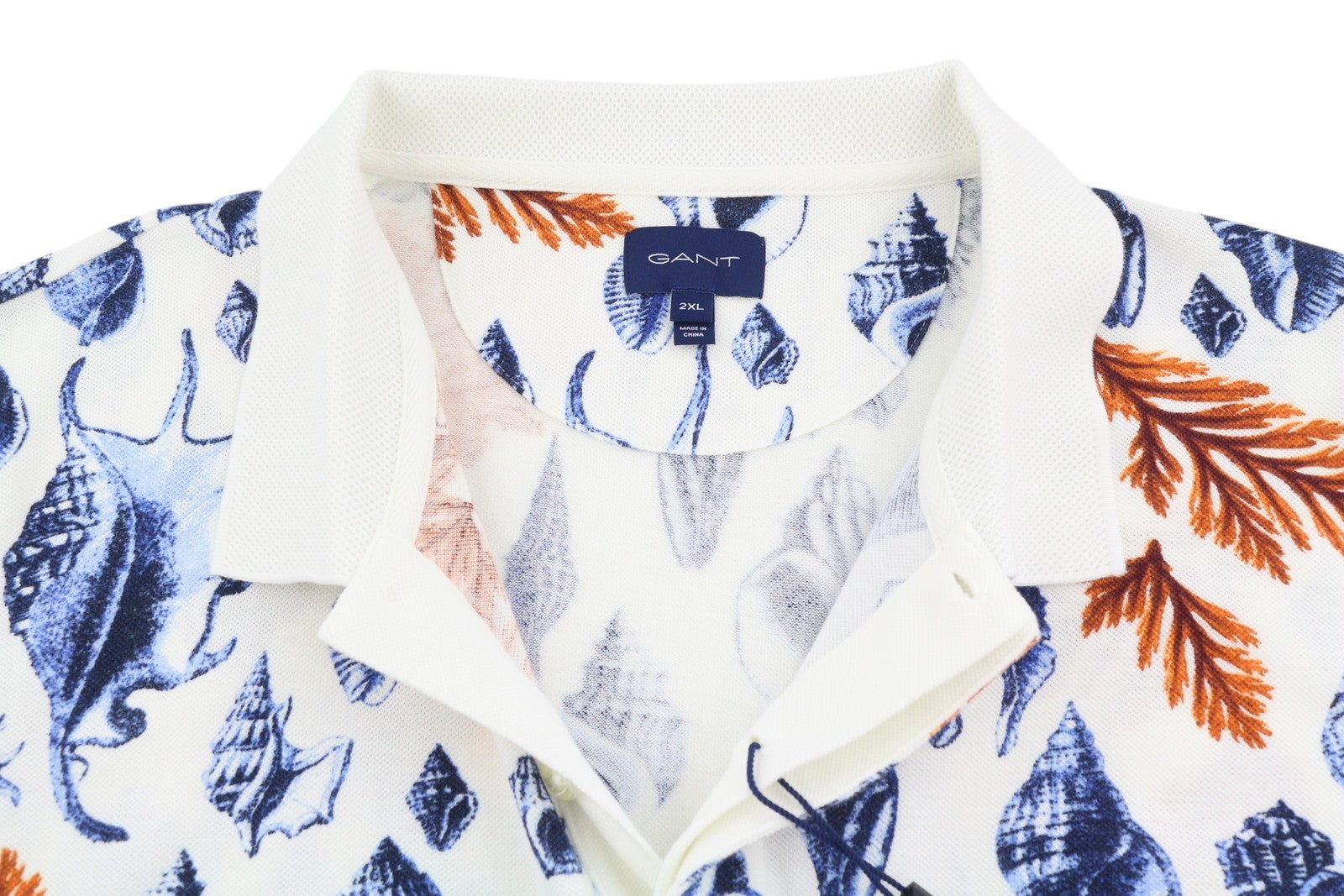 GANT Seaside SS Rugger Men Polos 2XL Eggshell Patterned Cotton Short Sleeve