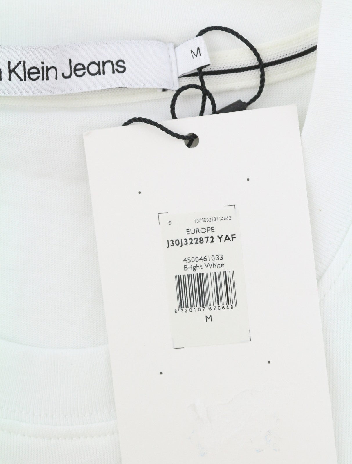 CALVIN KLEIN Men T-Shirt M White Cotton Tricot Front Logo Short Sleeved