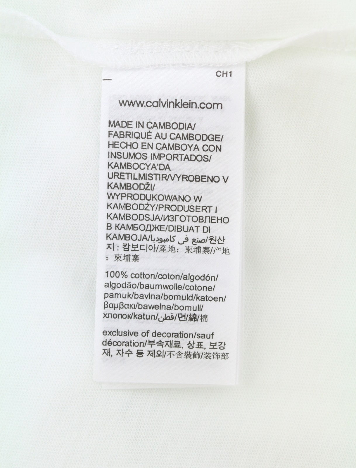 CALVIN KLEIN Men T-Shirt M White Cotton Tricot Front Logo Short Sleeved