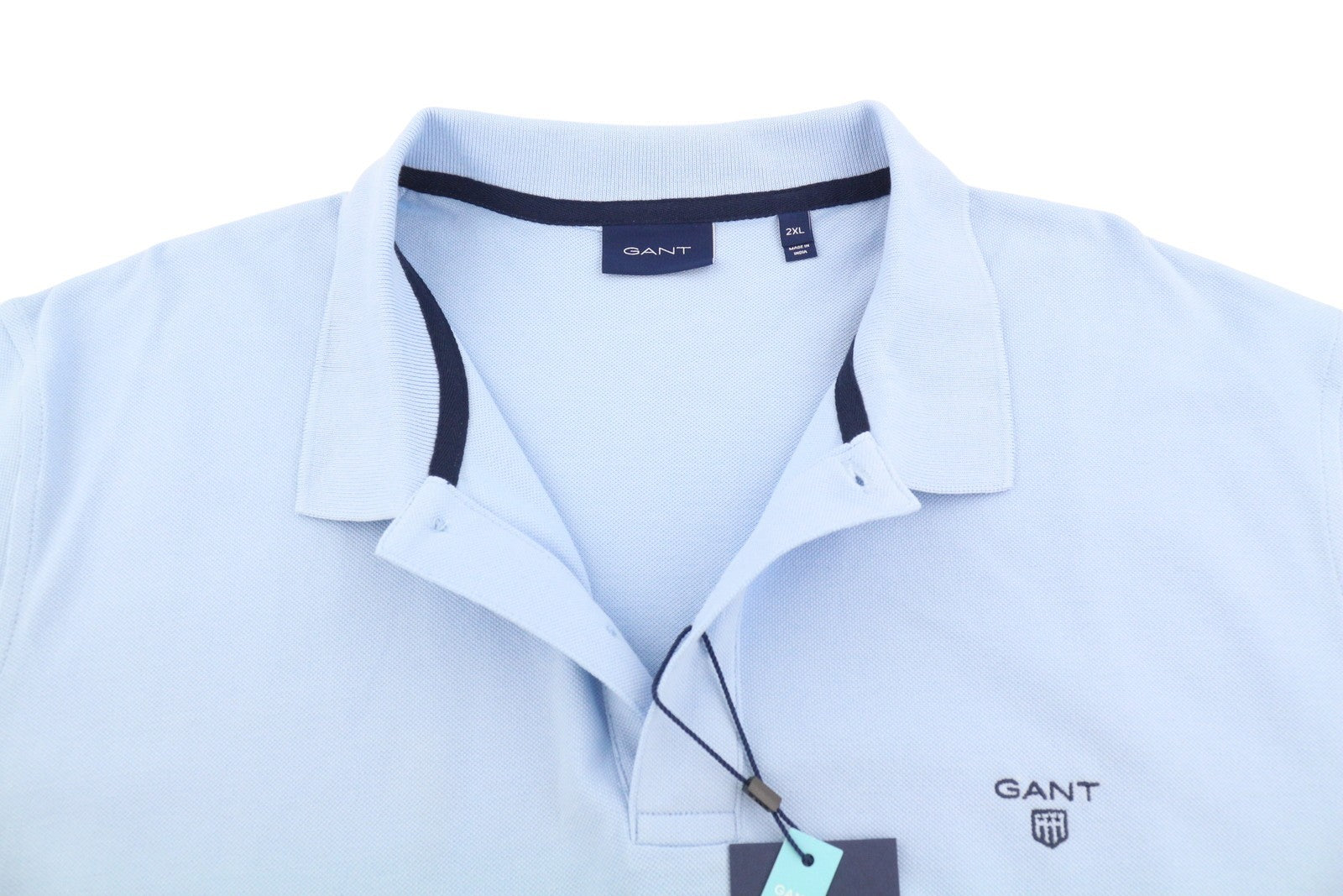 GANT Summer Pique SS Rugger Men T-Shirt 2XL Powder Blue Embroidered Logo