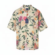 GANT Rel Dahlia Print Camp Collar Men Shirt L Plaza Taupe Relaxed Floral RRP180
