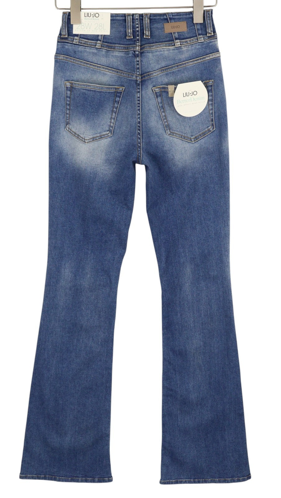 LIU JO Women Jeans W28/L28 Fade Wash Bootcut Buttoned High Waist Bottom Up