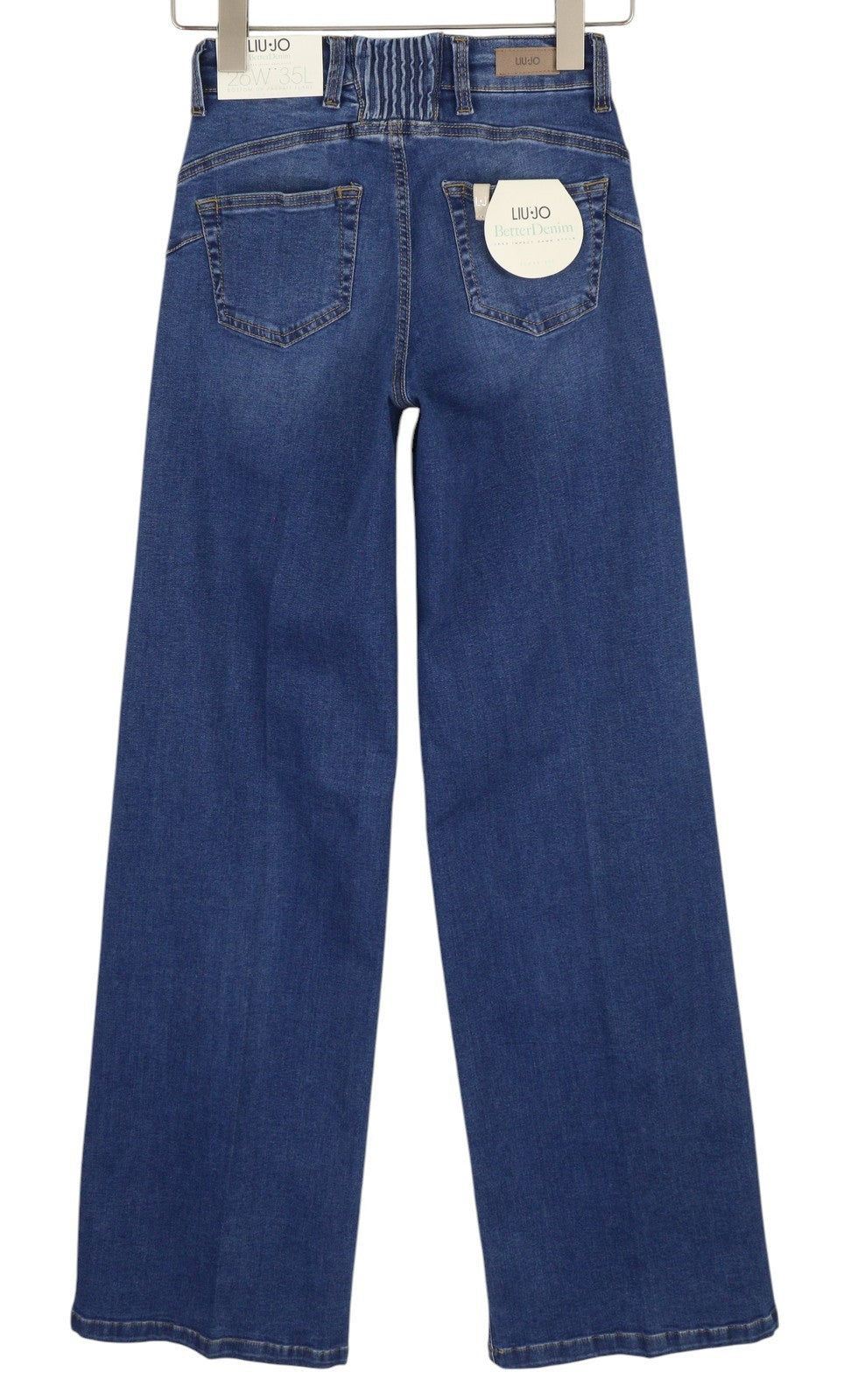 LIU JO Women Jeans W26/L35 Blue Faded Straight High Rise Bottom Up Styling