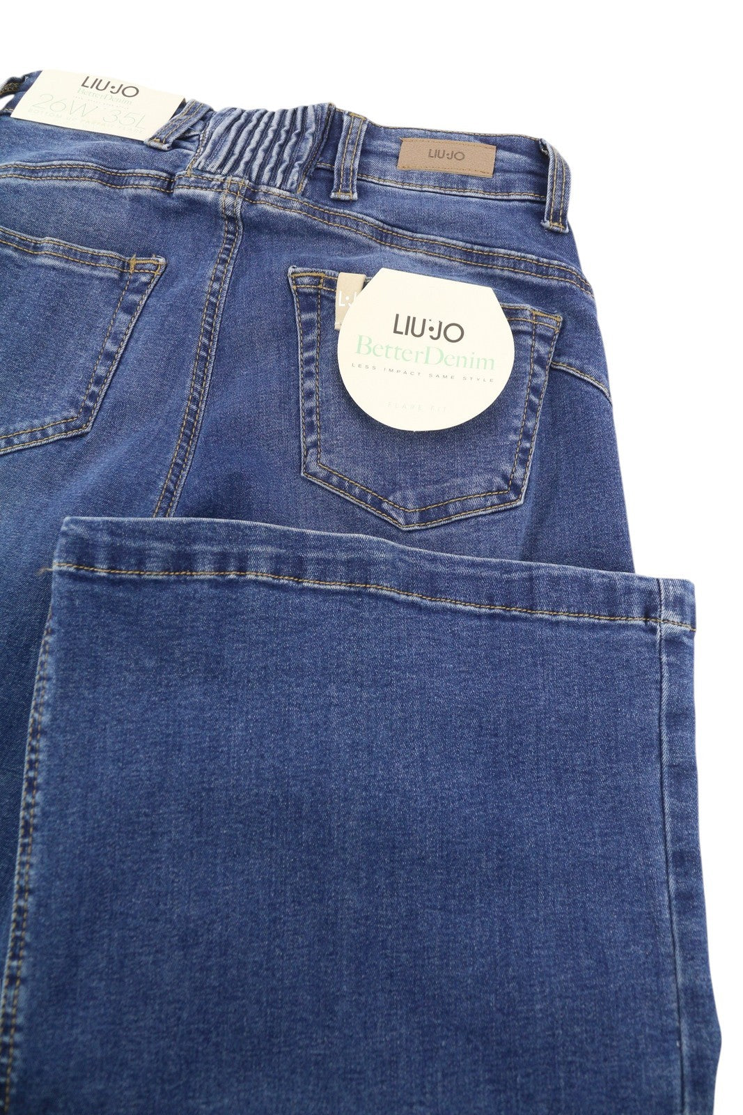 LIU JO Women Jeans W26/L35 Blue Faded Straight High Rise Bottom Up Styling