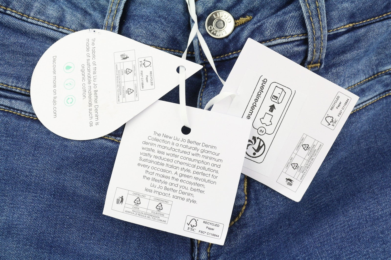 LIU JO Women Jeans W26/L35 Blue Faded Straight High Rise Bottom Up Styling