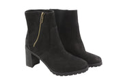 TIMBERLAND A22BA Women Boots EU37.5/38.5 Black Leather Zip Heeled Design