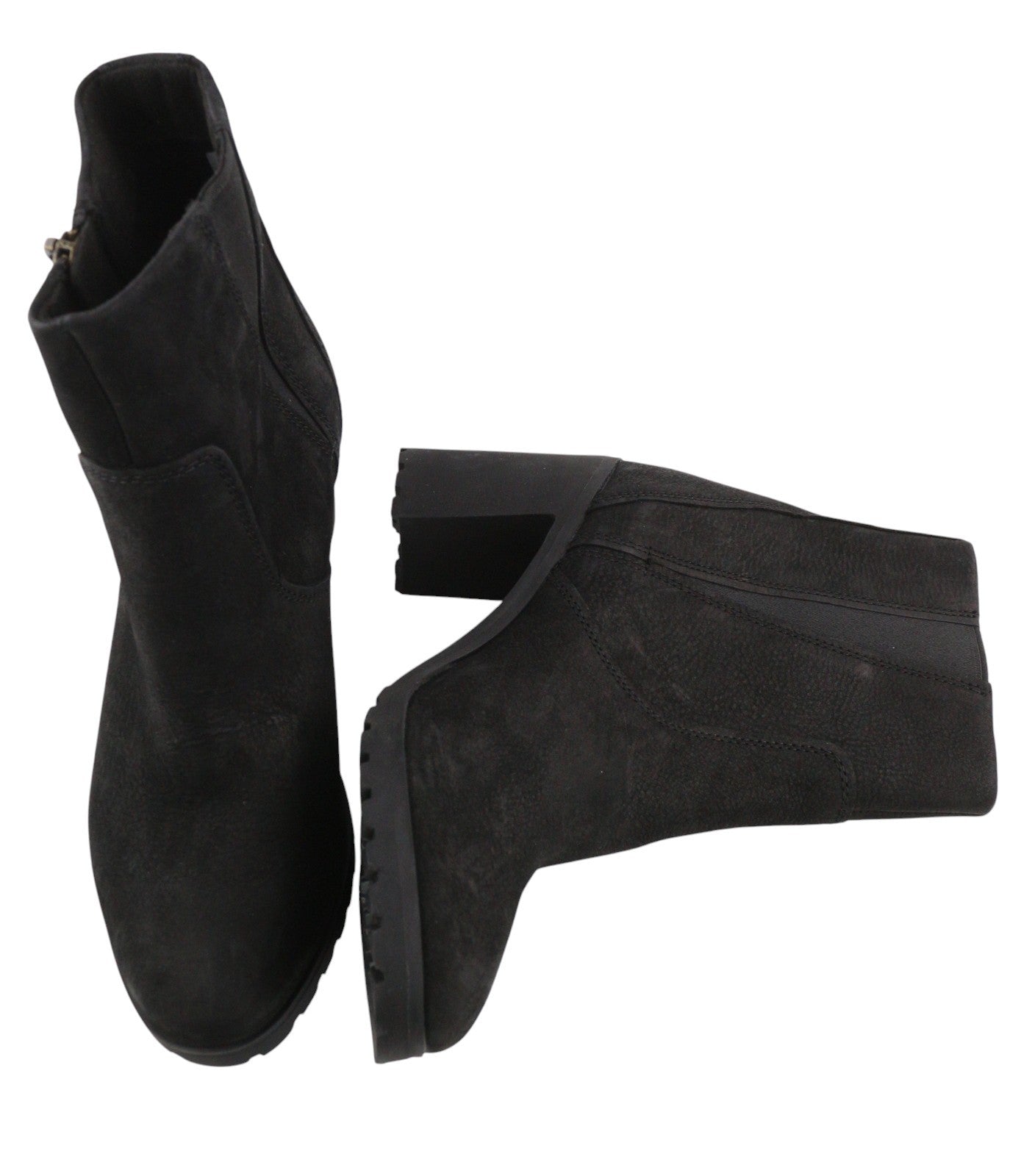 TIMBERLAND A22BA Women Boots EU37.5/38.5 Black Leather Zip Heeled Design