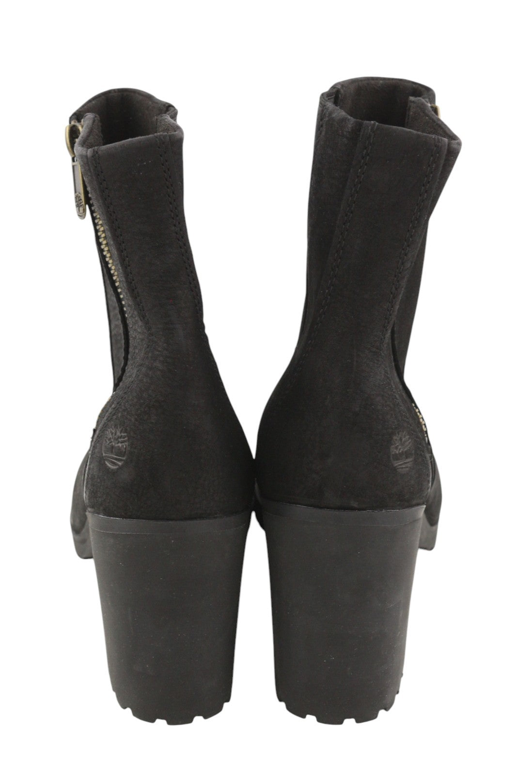 TIMBERLAND A22BA Women Boots EU37.5/38.5 Black Leather Zip Heeled Design