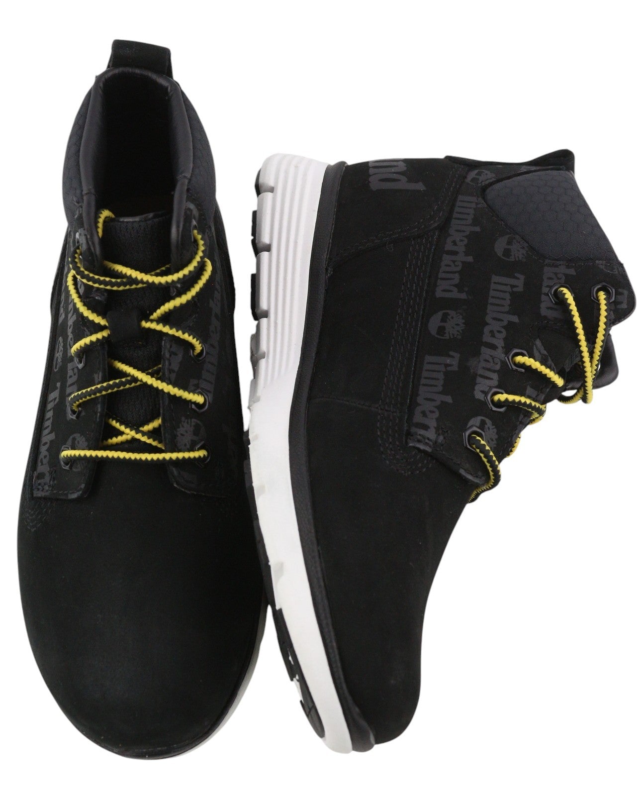 TIMBERLAND A2C3J Boy Boots EU32/33 Black Leather Lace Up ReBOTL Pattern