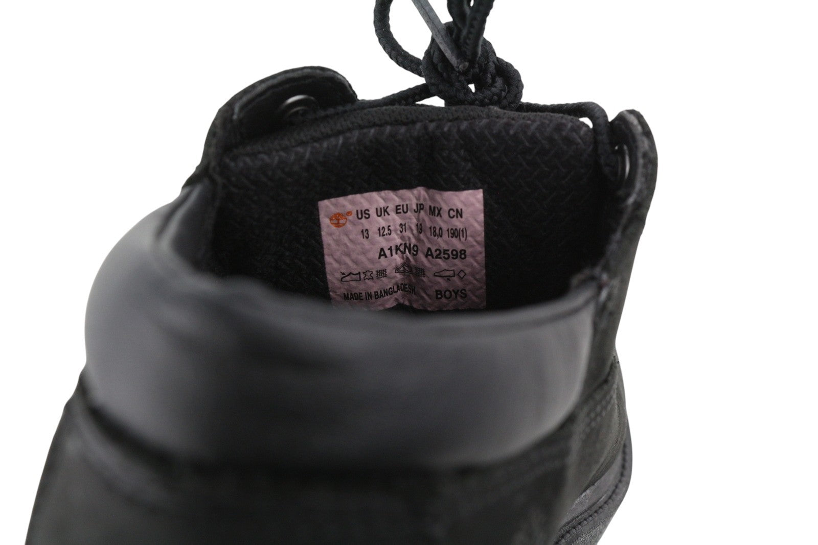 TIMBERLAND A1KN9 Boy Shoes EU31/32 Black Leather Ortholite Low Top Laced