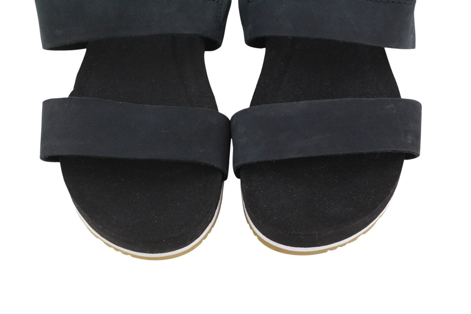 TIMBERLAND A2AT9 Women Sandals EU39/39.5 Black Leather Strap Flat Logo