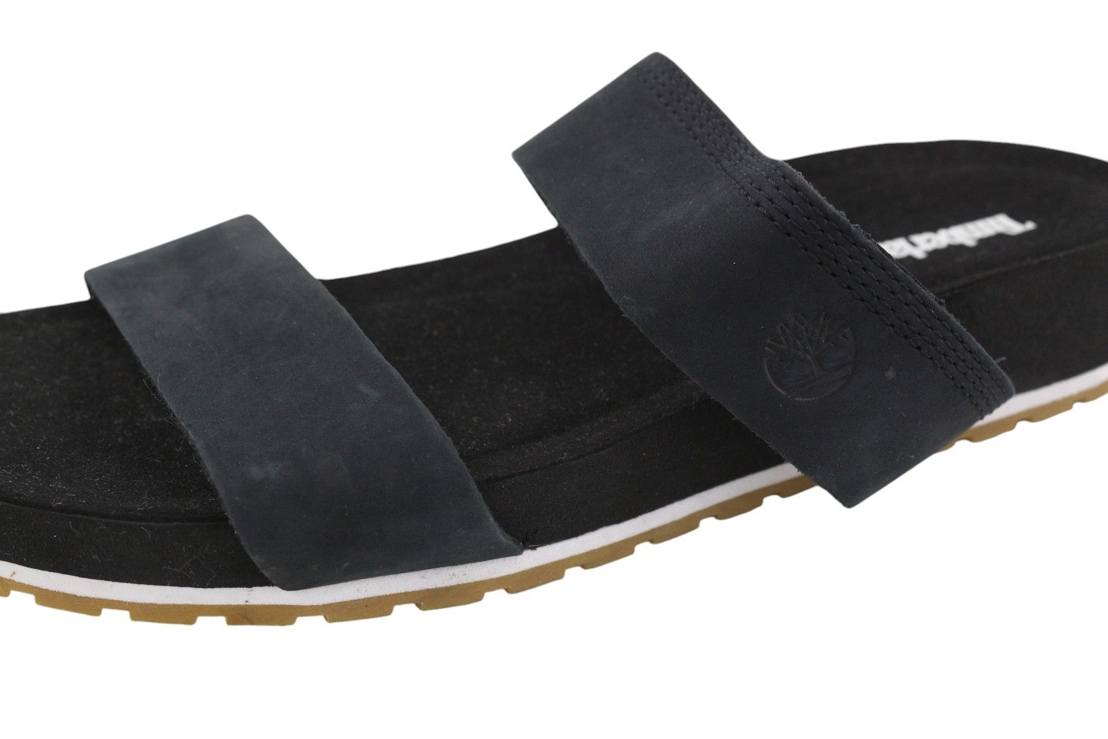TIMBERLAND A2AT9 Women Sandals EU39/39.5 Black Leather Strap Flat Logo