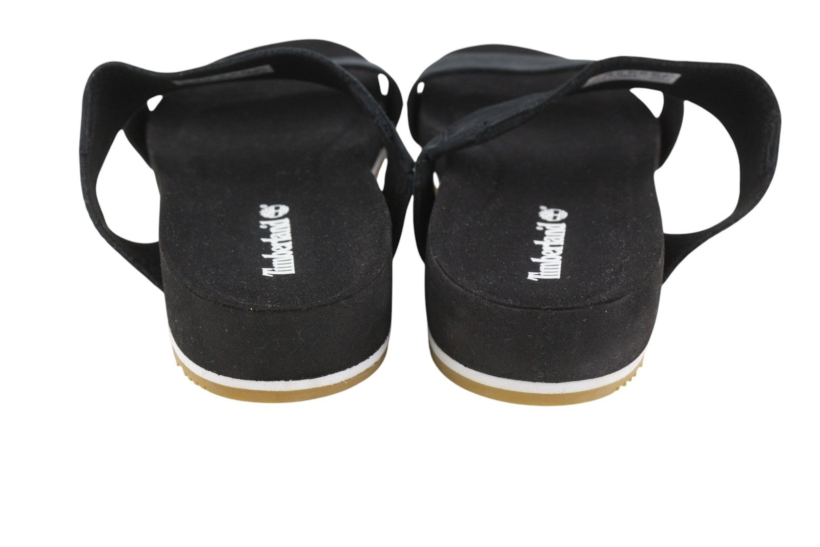 TIMBERLAND A2AT9 Women Sandals EU39/39.5 Black Leather Strap Flat Logo