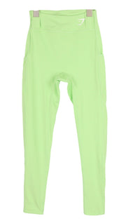 GYMSHARK B2A8N Women Leggings XS Green High Waist Pockets Sport Stretch