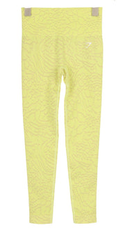 GYMSHARK Adapt Women Leggings XS Animal Seamless High Waist Yellow Logo