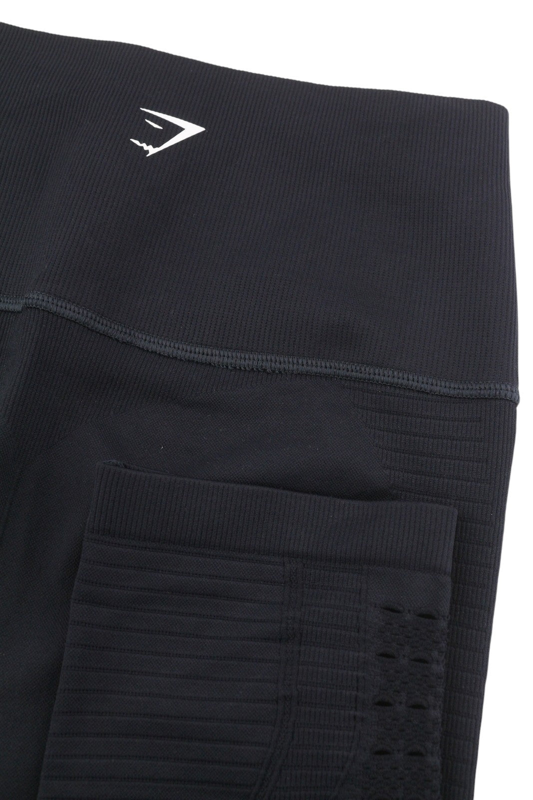 GYMSHARK Energy Women Leggings S Black Seamless Cropped Eyelet High Waist