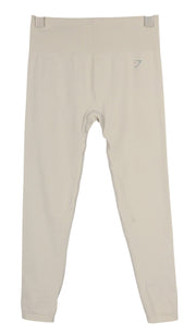 GYMSHARK GLLG4280 Women Leggings S Beige Seamless Mid Waist Stretch Sports