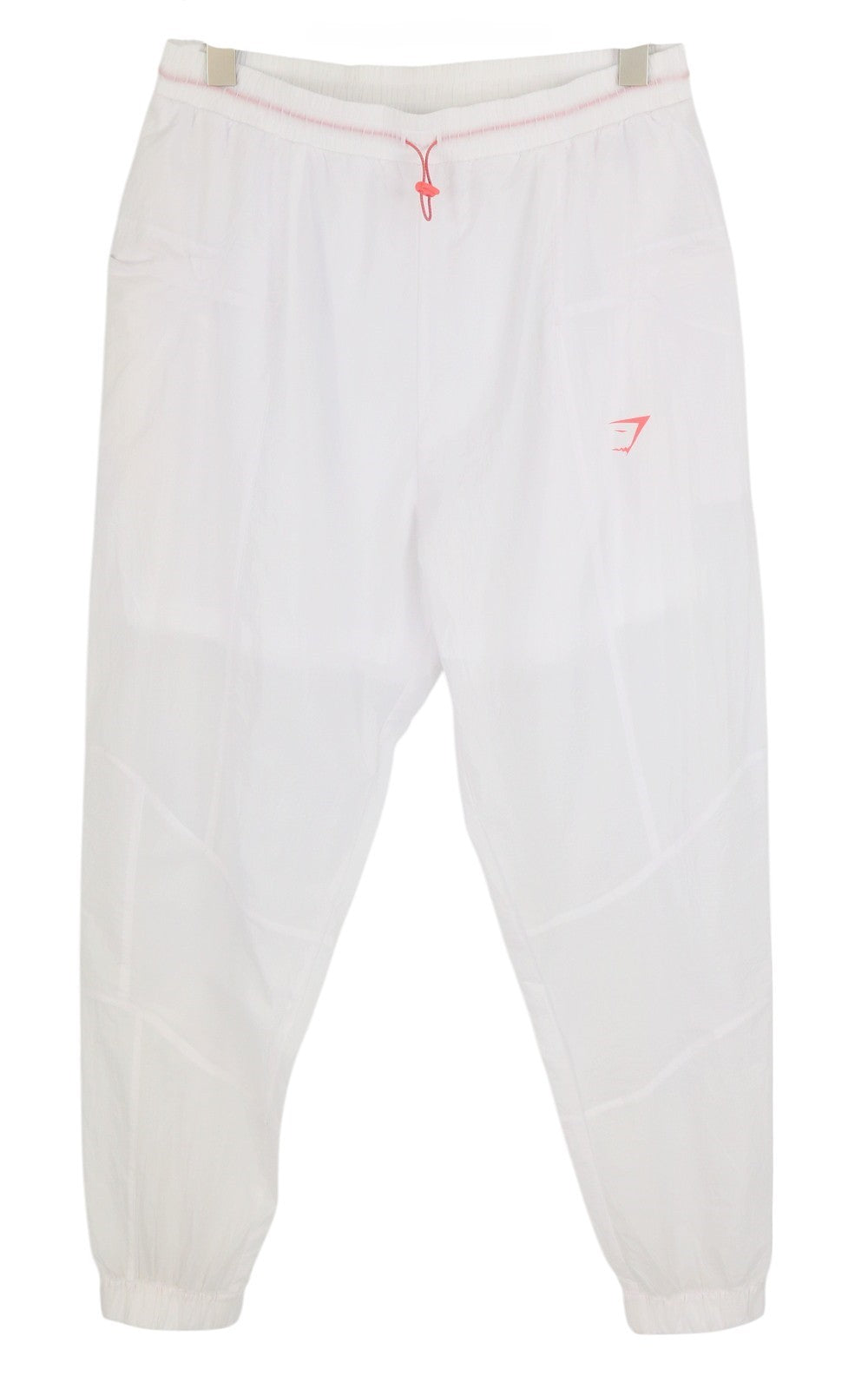 GYMSHARK Pulse Women Trousers M White Sheer Joggers Drawstring Short Layer