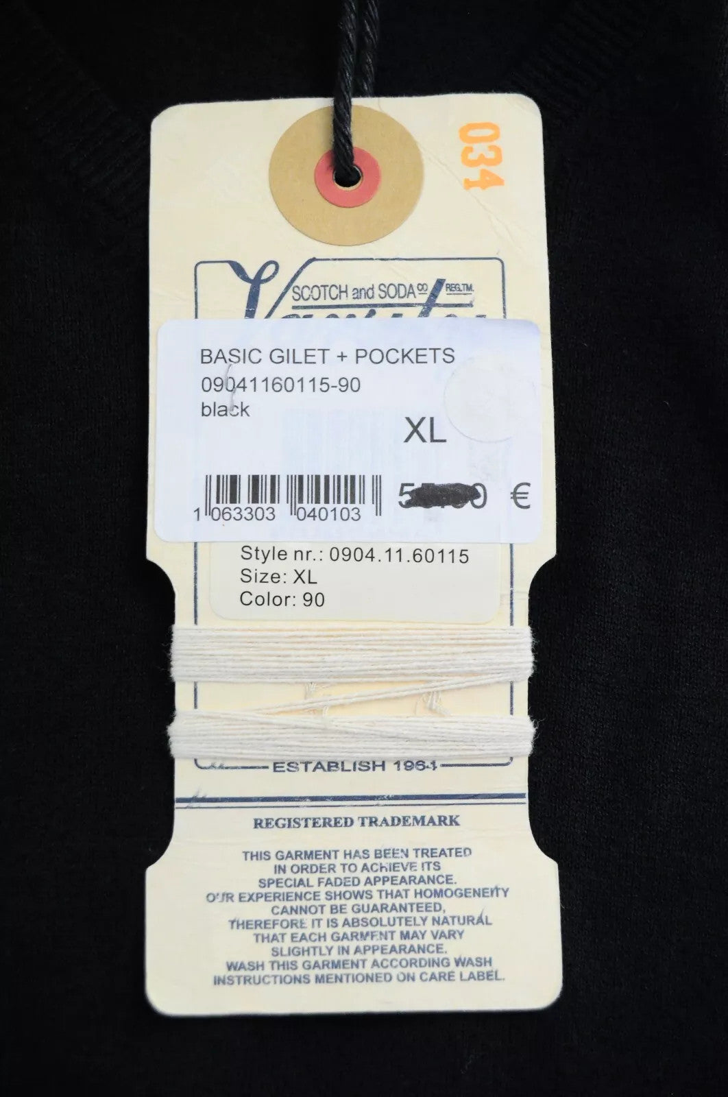 „SCOTCH &amp; SODA XL“ megzta vyriška liemenė su tamsiai mėlyna medvilnine V formos iškirpte, „Ams Couture“ stiliaus 