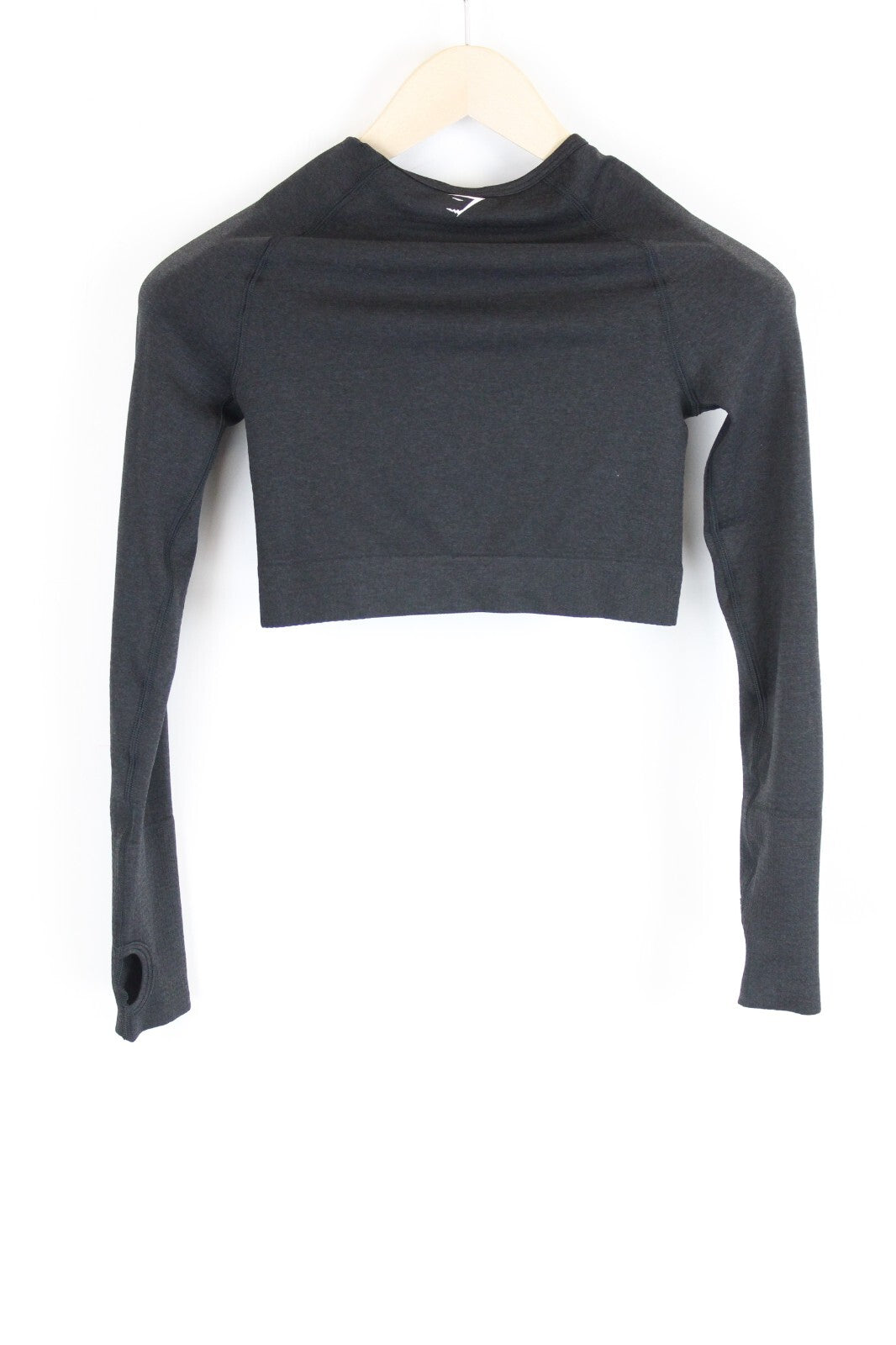 GYM SHARK moteriški „Vital“ marškinėliai S dydžio pilki ilgomis rankovėmis, trumpi sportiniai marškinėliai, tamprūs 