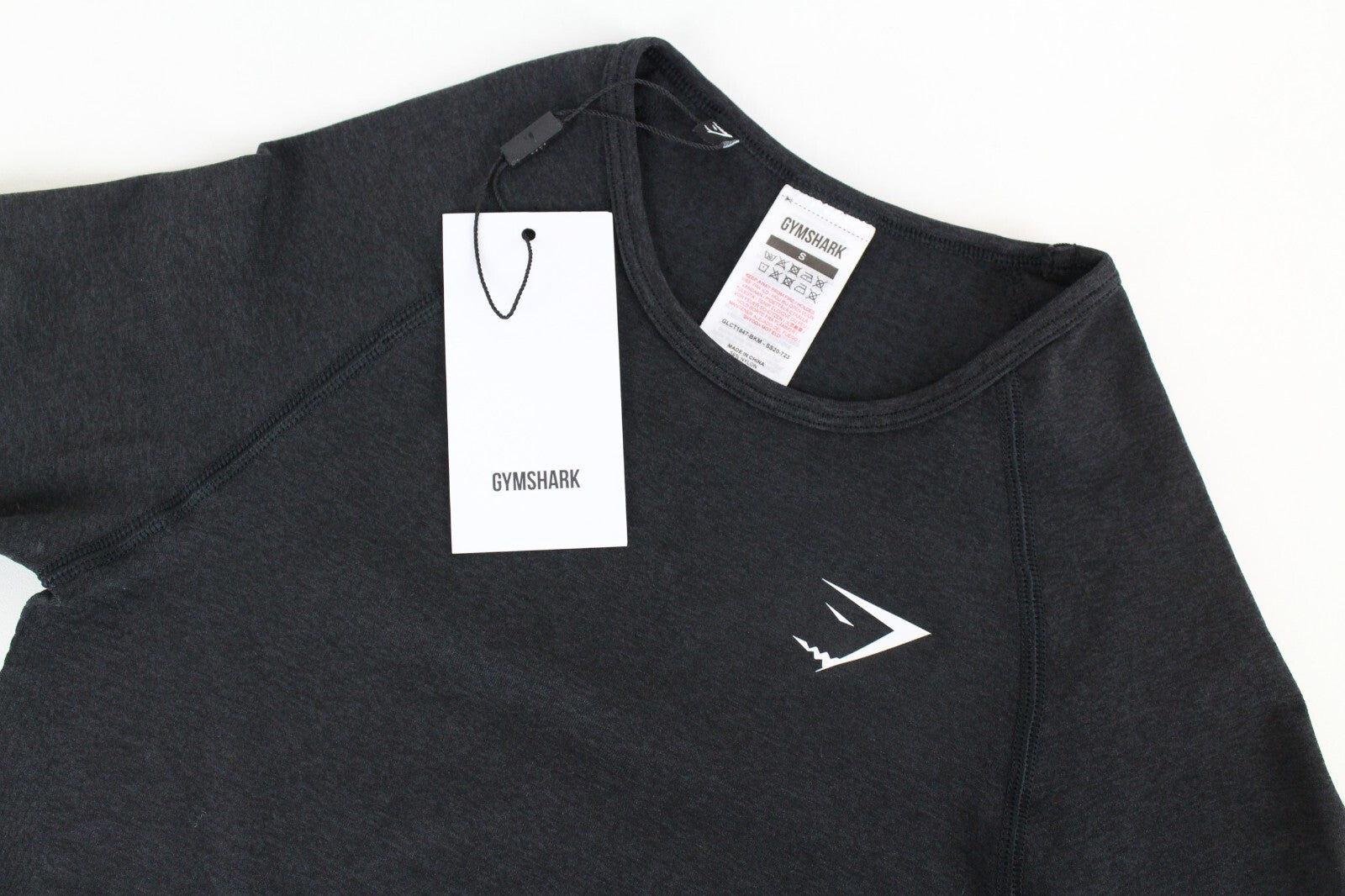 GYM SHARK moteriški „Vital“ marškinėliai S dydžio pilki ilgomis rankovėmis, trumpi sportiniai marškinėliai, tamprūs 