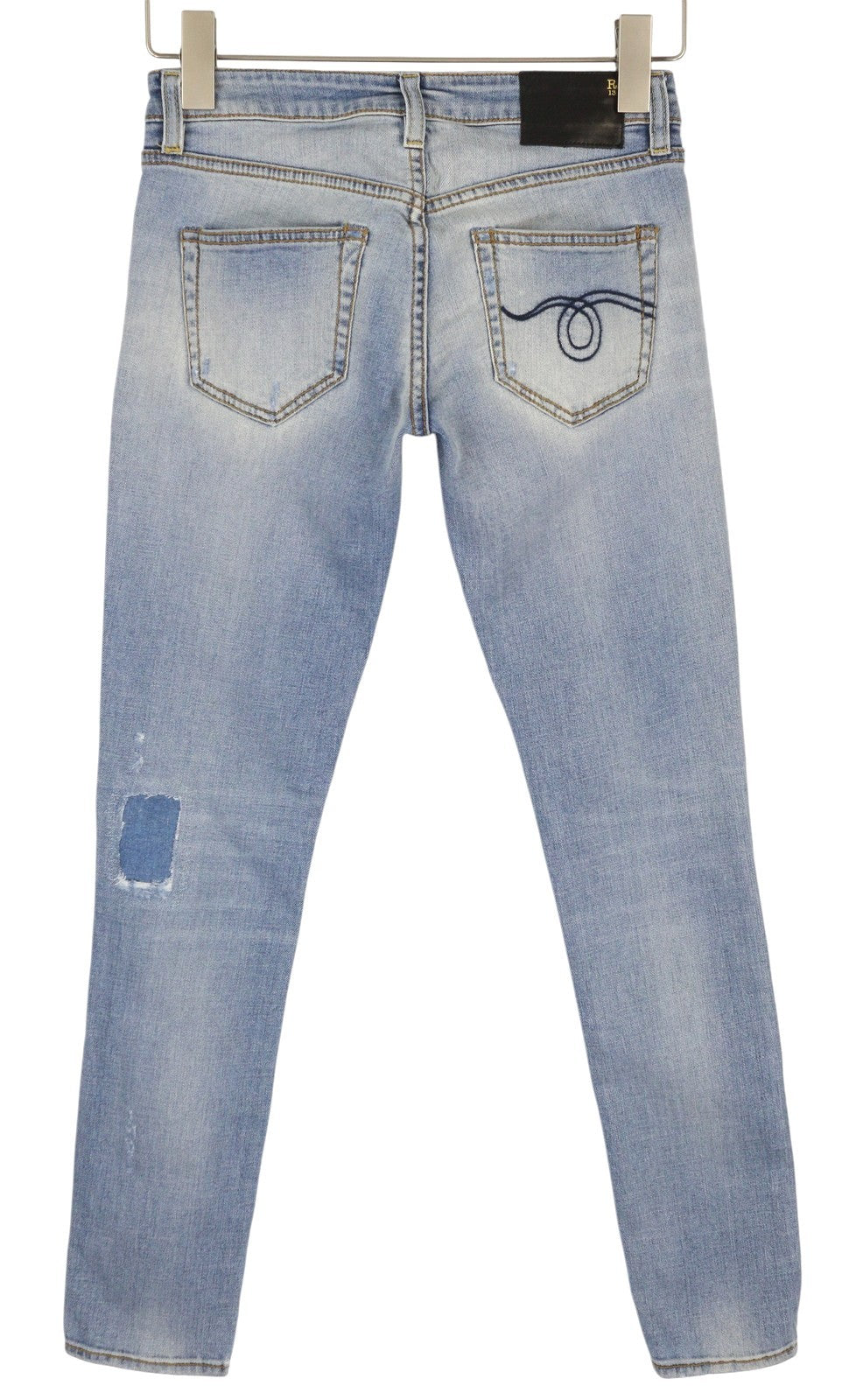 R13 Alison Crop Women Jeans 24 Light Destroyed Faded Patches Distress Skinny