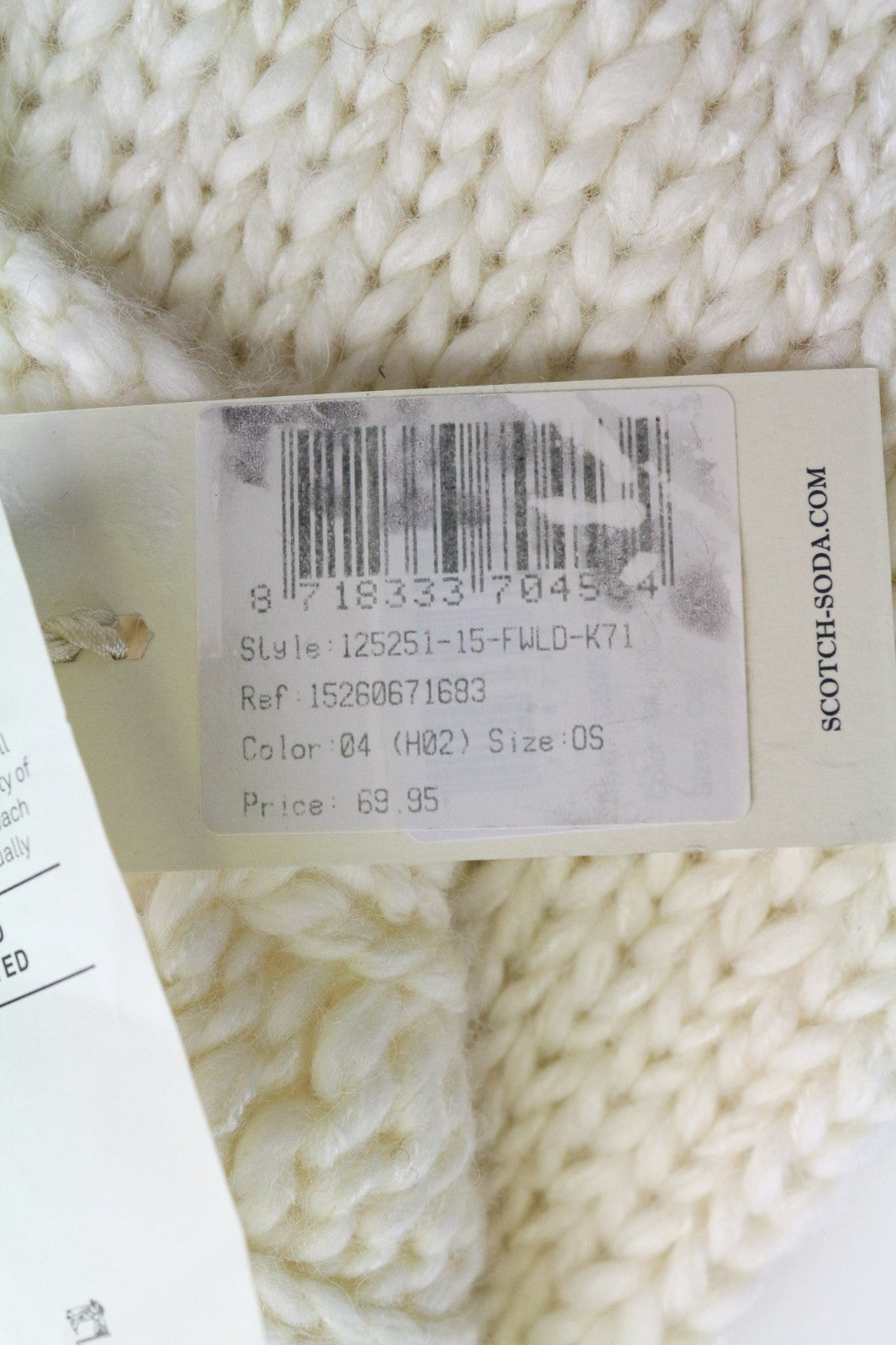 MAISON SCOTCH moteriškas šalikas OS šviesiai ekru spalvos megztas storas alpakų vilnos mišinys 