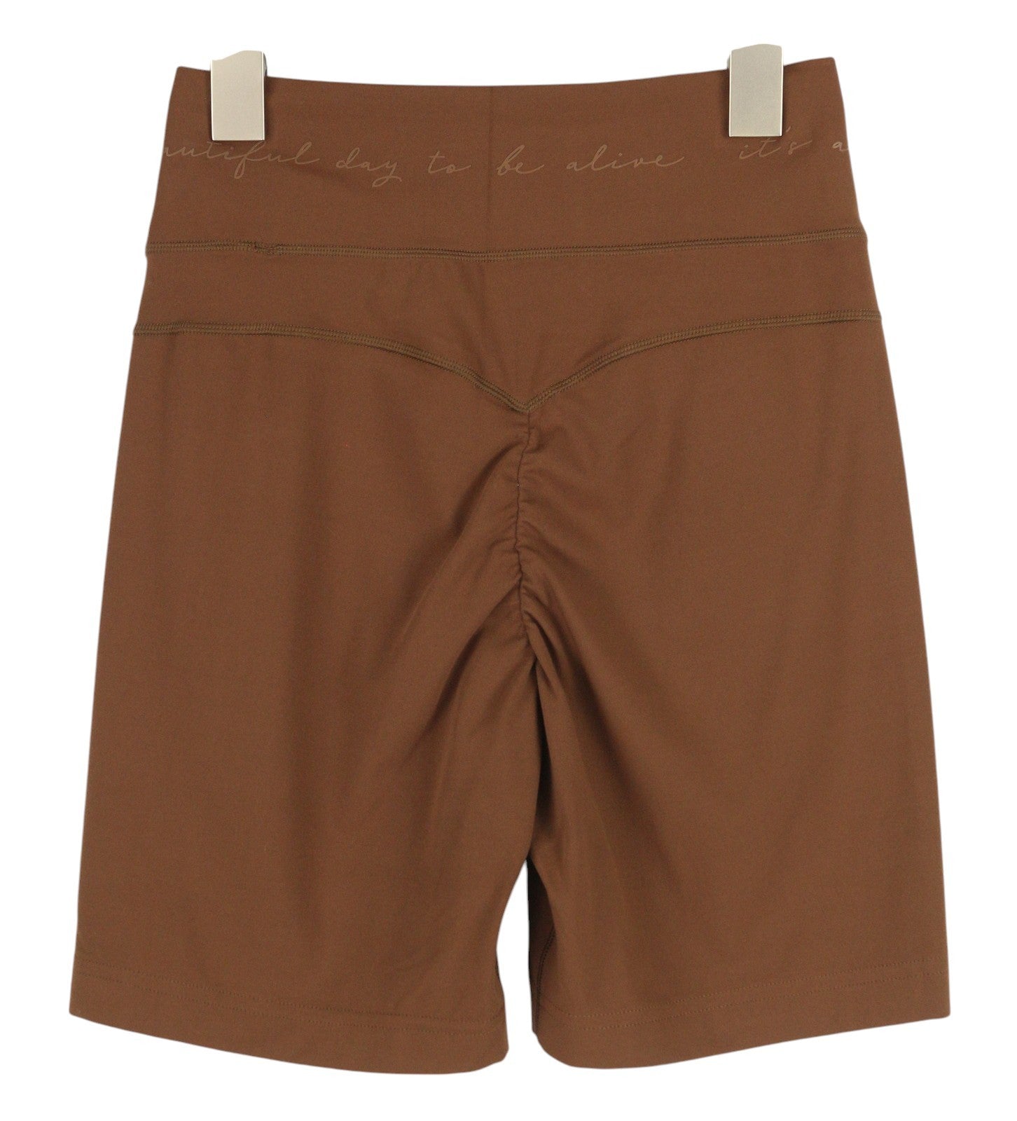 GYMSHARK Whitney Women Shorts S Brown Cycling High Waist Stretch Logo Wear