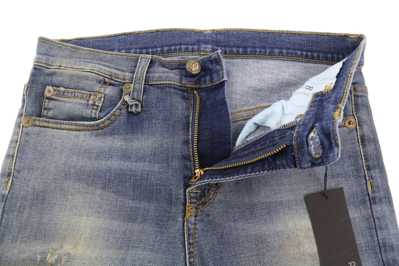 R13 The Drop Women Jeans 24 Crosby Faded Dirty Look Cropped Crop Crotch RRP440