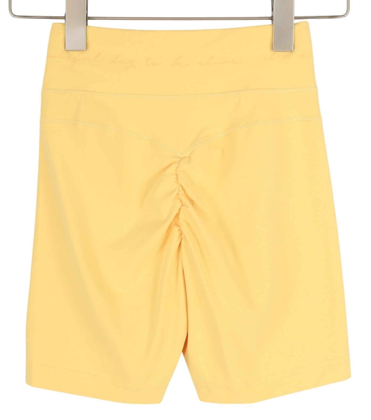 GYMSHARK Whitney Women Shorts S Yellow Cycling High Waist Stretch Logo Fit