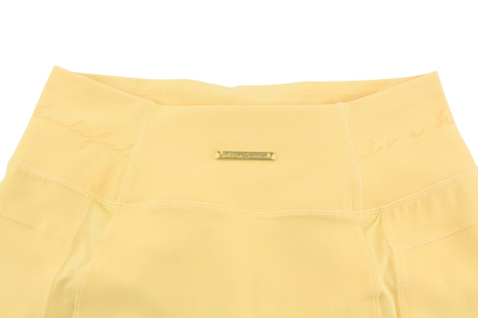 GYMSHARK Whitney Women Shorts S Yellow Cycling High Waist Stretch Logo Fit