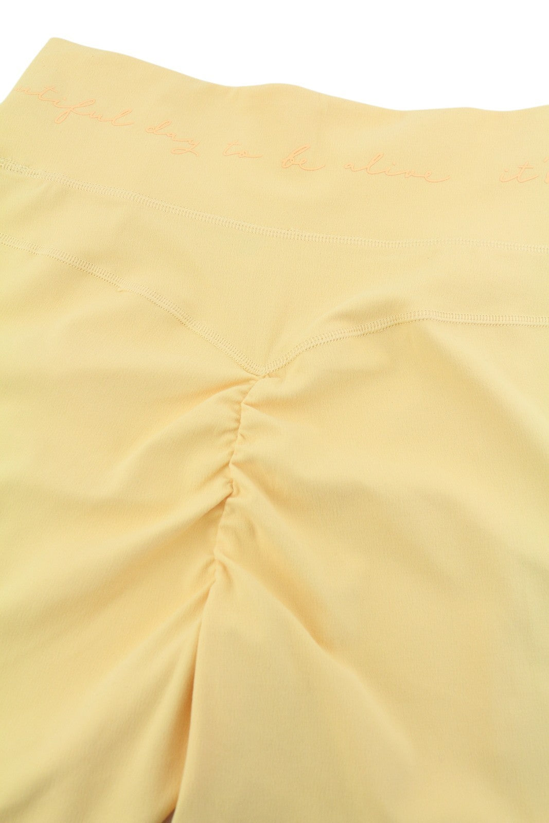 GYMSHARK Whitney Women Shorts S Yellow Cycling High Waist Stretch Logo Fit