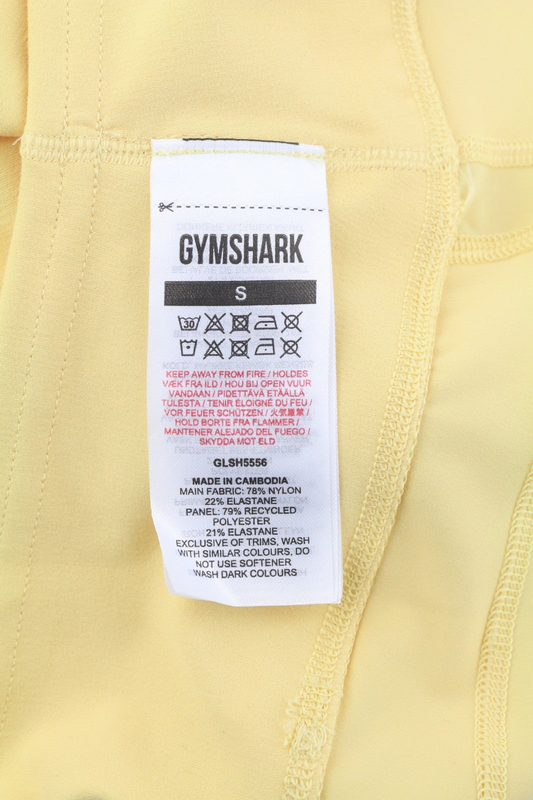GYMSHARK Whitney Women Shorts S Yellow Cycling High Waist Stretch Logo Fit