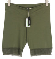 DIESEL Uflb-Faustmesh Women Shorts L Green Elastic Waist Perforated Mesh Style