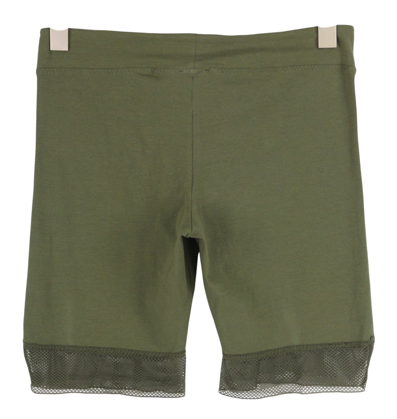 DIESEL Uflb-Faustmesh Women Shorts L Green Elastic Waist Perforated Mesh Style