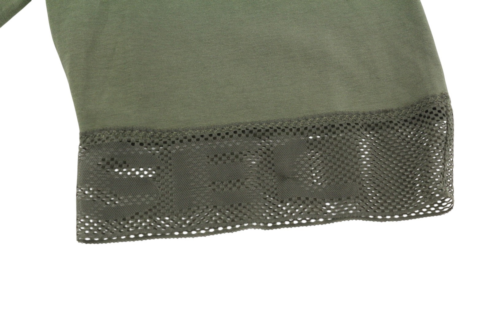 DIESEL Uflb-Faustmesh Women Shorts L Green Elastic Waist Perforated Mesh Style