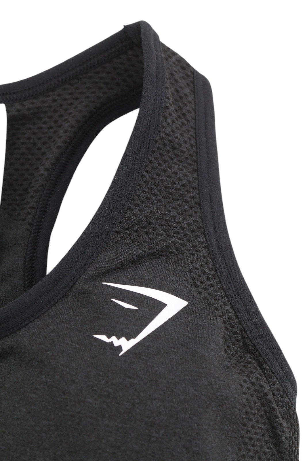 GYMSHARK B1A6T Women Sports Bra XS Dark Grey Melange Stretch Sleeveless Logo