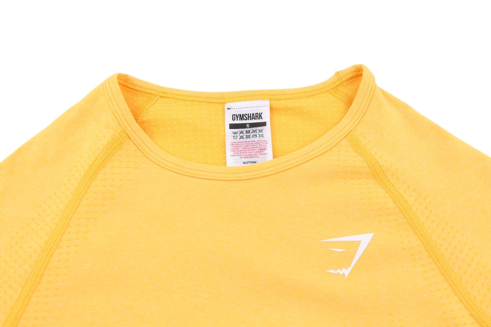 GYMSHARK Vital Women T-Shirt S Yellow Cropped Seamless Long Sleeve Thumbholes