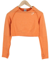 GYMSHARK Vital Women T-Shirt L Orange Cropped Seamless Long Sleeve Thumbholes