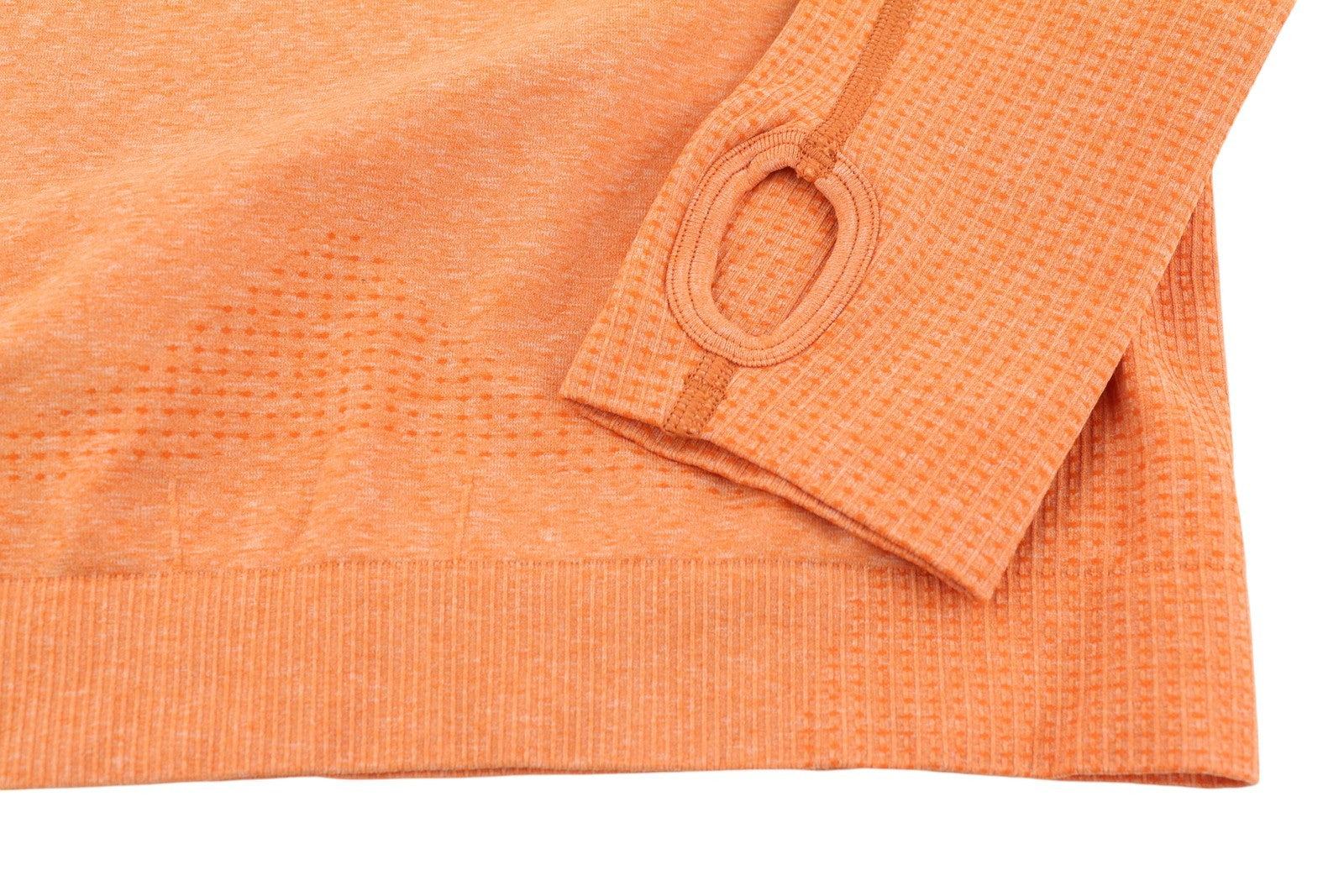 GYMSHARK Vital Women T-Shirt L Orange Cropped Seamless Long Sleeve Thumbholes